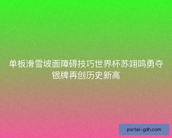 单板滑雪坡面障碍技巧世界杯苏翊鸣勇夺银牌再创历史新高